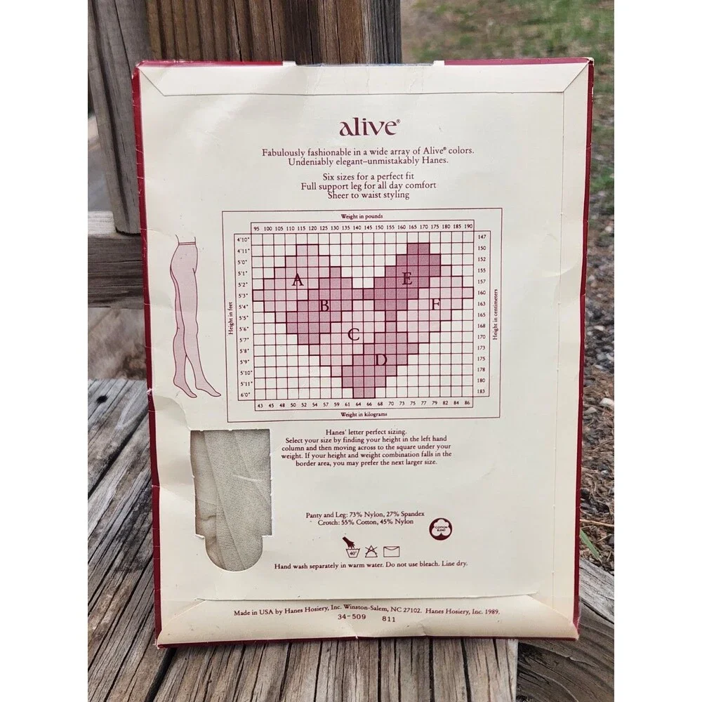 Vintage Hanes Alive 811 Pantyhose Full Support Control Top Sz B Pearl White 1989
